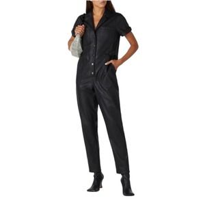 MINK PINK Black Faux Leather Jumpsuit Coverall Utility Jumpsuit XL MP/D